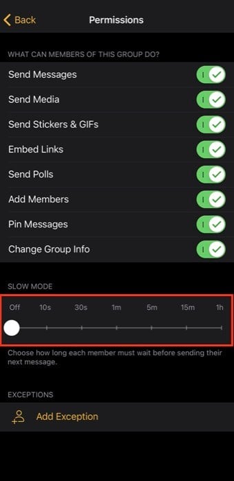 telegram slow mode