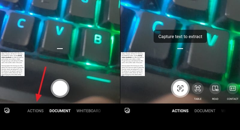Aktion und Bild in Microsoft Lens auswählen