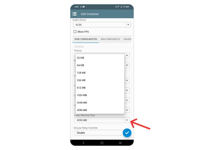 configurar tamaño de memoria de video