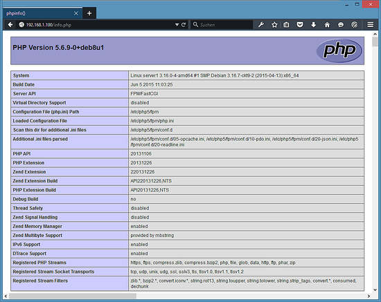PHPInfo pour php-fpm sur lighttpd.