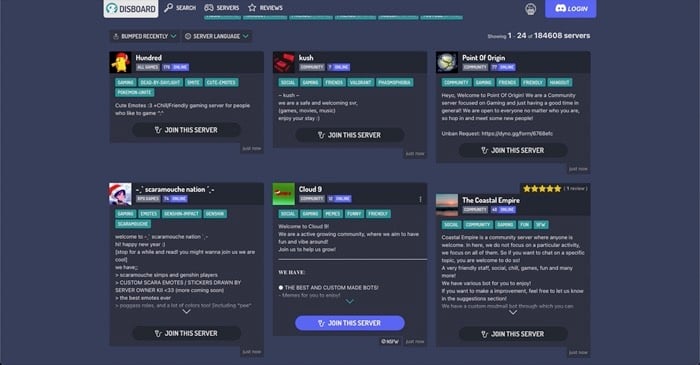 trouver des serveurs discord à rejoindre sur disboard