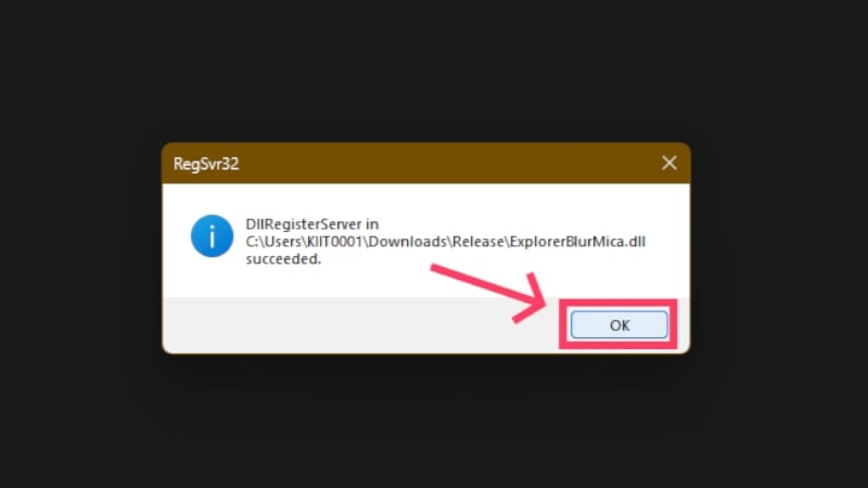インストールを完了するためにOKをクリック