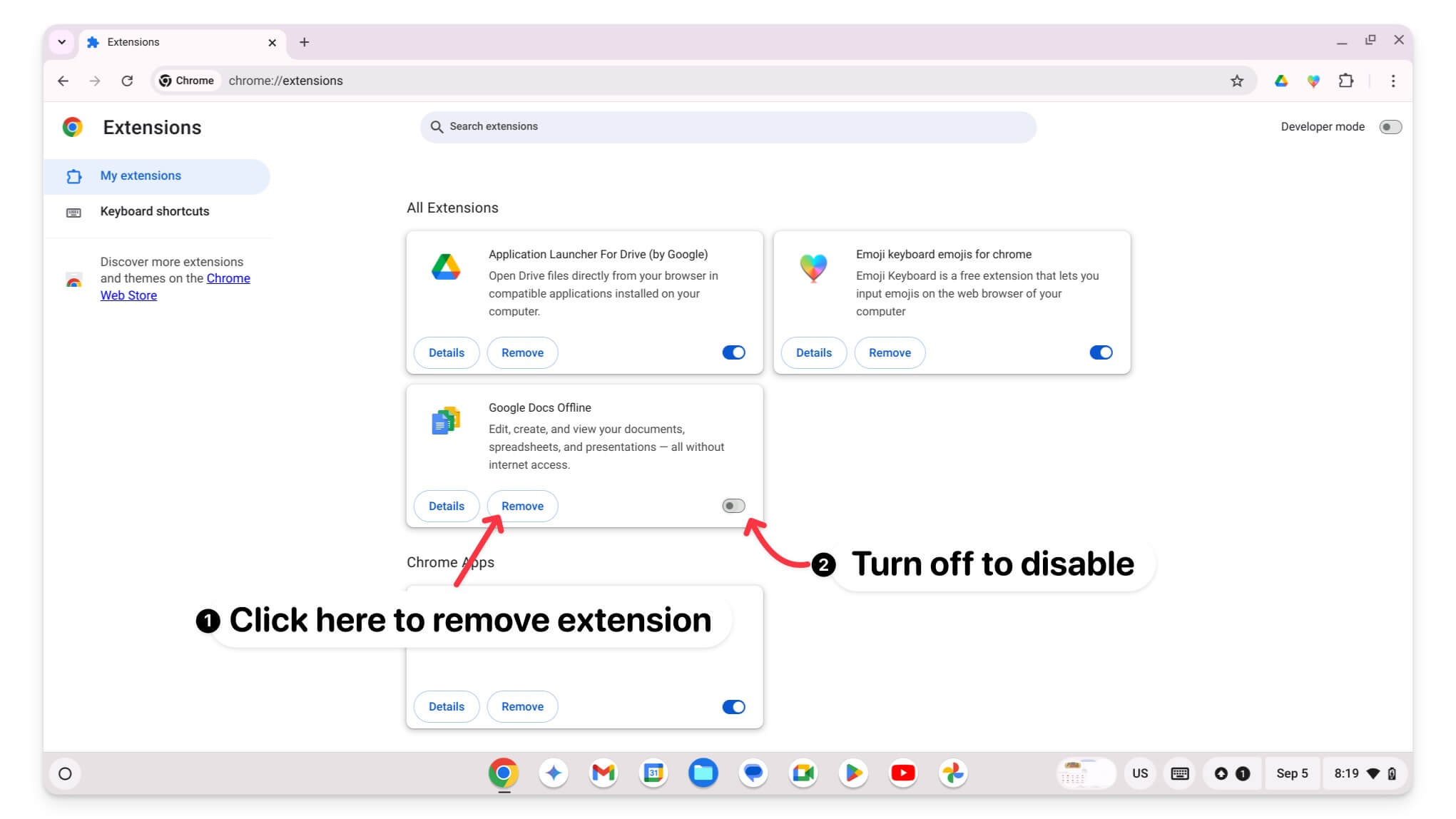 wie man erweiterung auf chrome entfernt oder deaktiviert