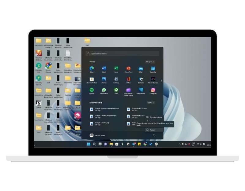 imagen mostrando reiniciar windows 11