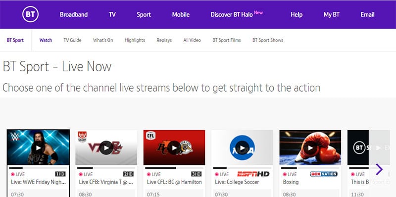BT Sportsスポーツベイ代替