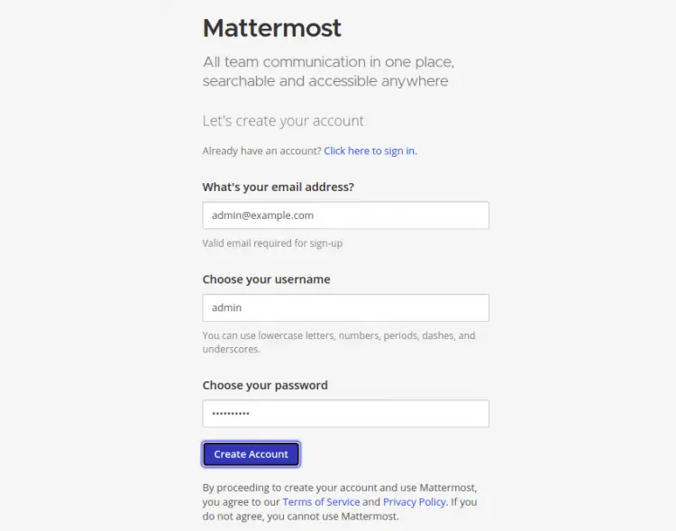 Accesso a Mattermost