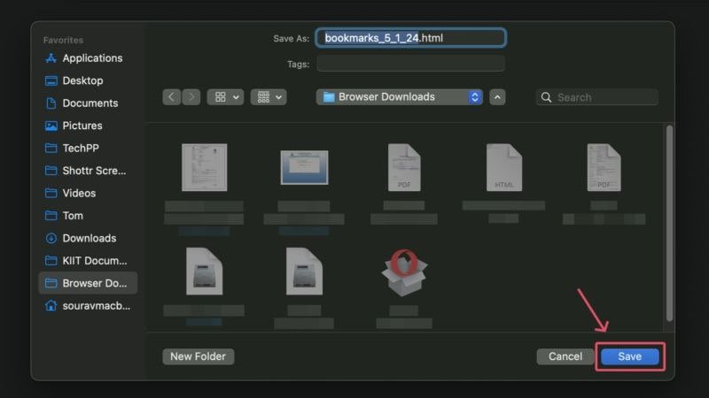 guardar archivo de exportación de chrome