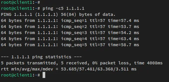 ping vers internet