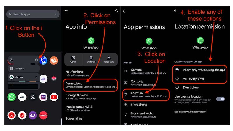 controlla i permessi di posizione
