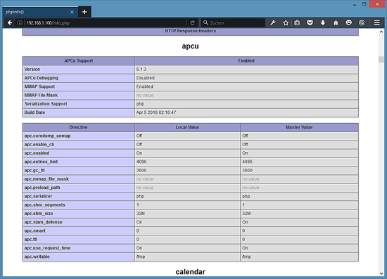 APCu instalado en PHP.