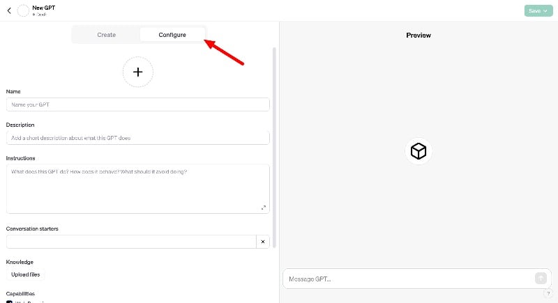cómo construir tu propio gpt personalizado con chatgpt: una guía para principiantes - pestaña de configuración
