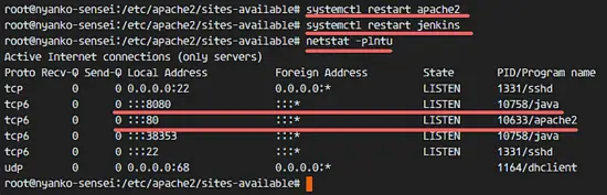 Verifica que Apache y Jenkins estén en ejecución