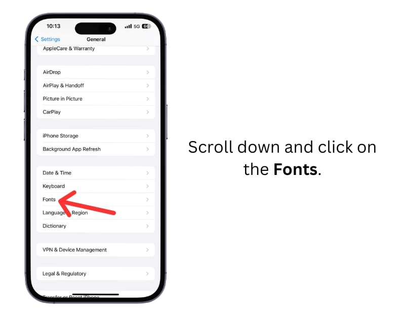 impostazioni font su iphone