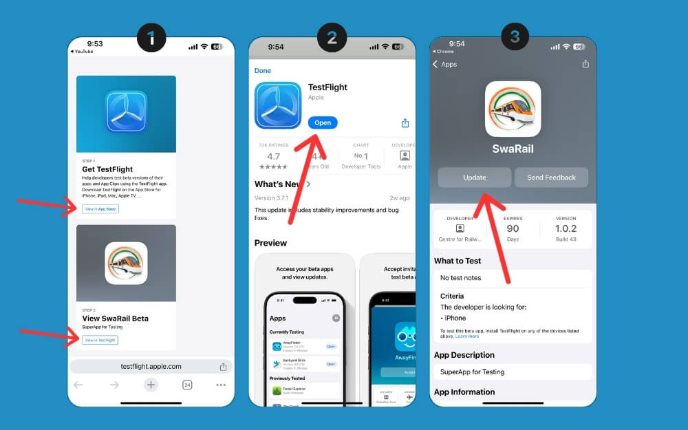 come installare l'app swarail su ios