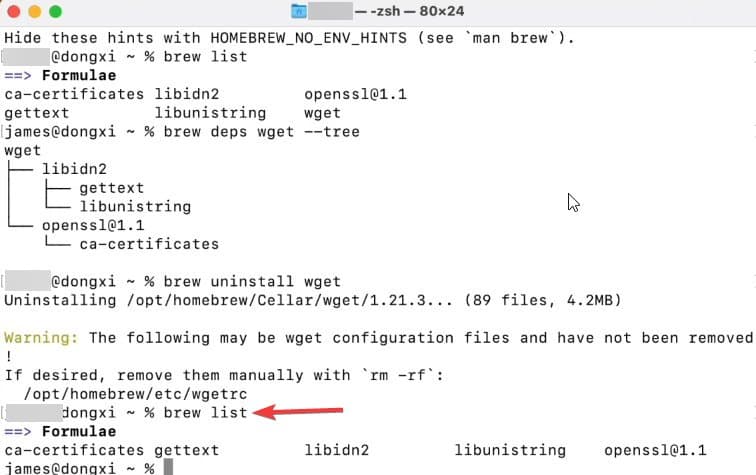 remover pacotes com Homebrew