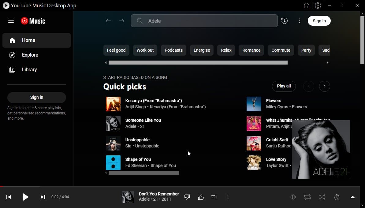 App YTMusic per desktop
