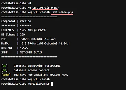 Valida l'installazione di LibreNMS