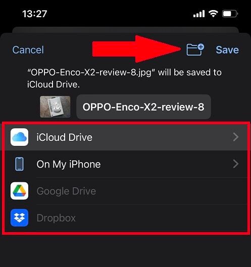 chrome salvar arquivo iphone
