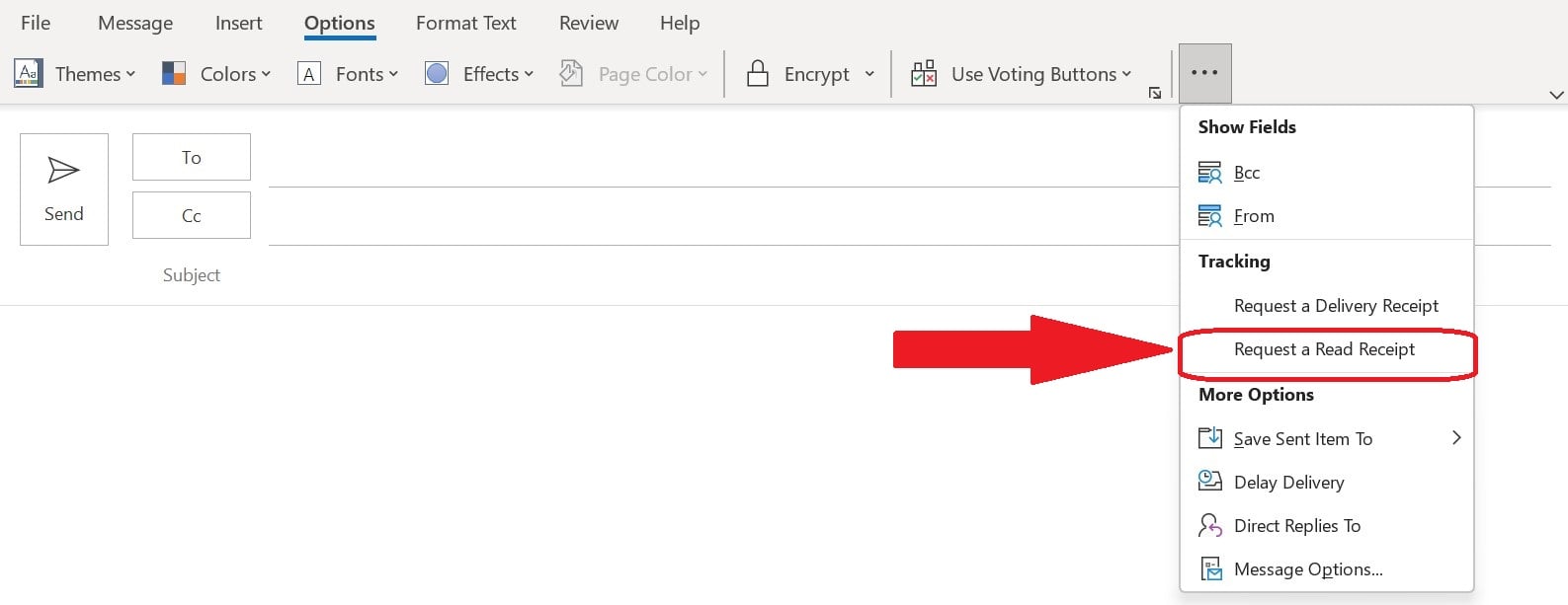 outlook solicitar un recibo de lectura