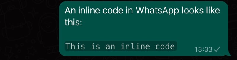 un codice inline in whatsapp.