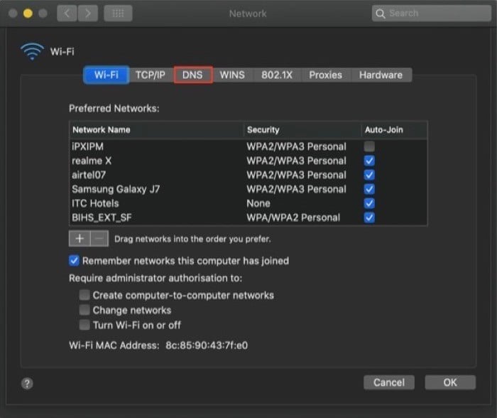 MacでのDNSサーバー変更