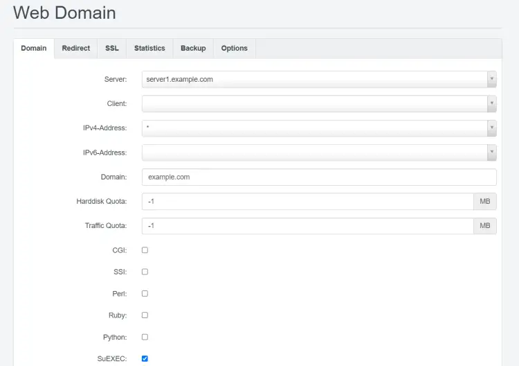 Configurações do site