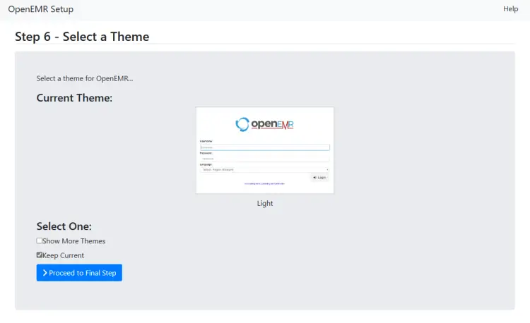 Выбор темы OpenEMR