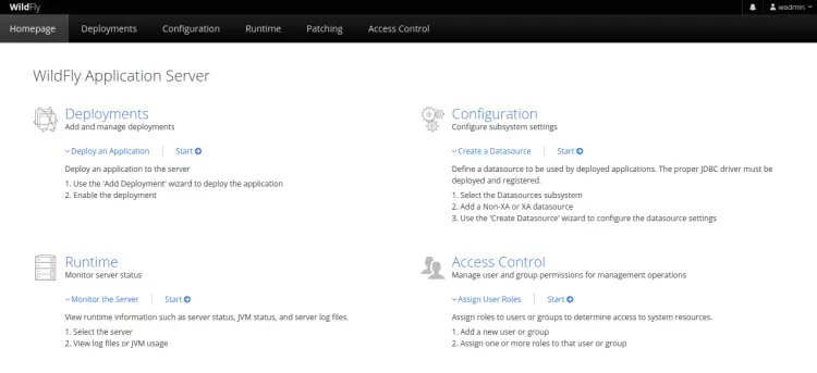 Dashboard di WildFly