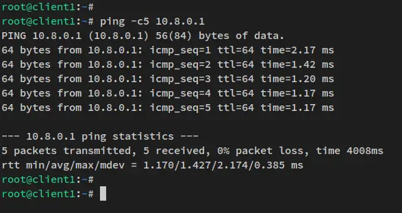 ping vers le serveur wireguard