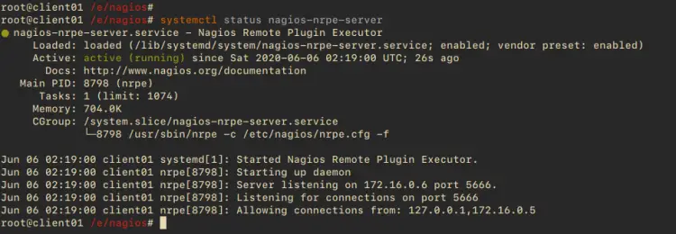 Überprüfen des Nagios NRPE-Dienstes