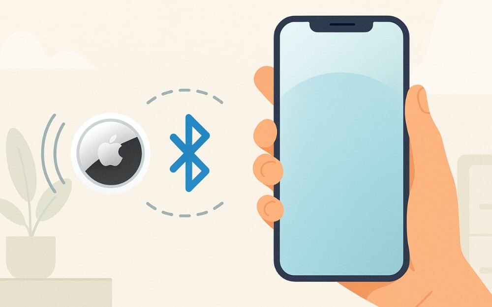 Halten Sie den AirTag innerhalb der Bluetooth-Reichweite Ihres iPhones