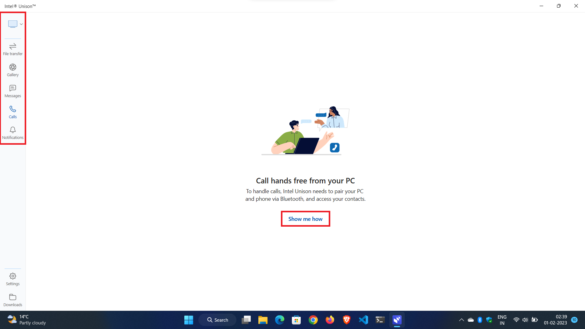 visión general de la aplicación intel unison, configuración y características - configuración de llamadas