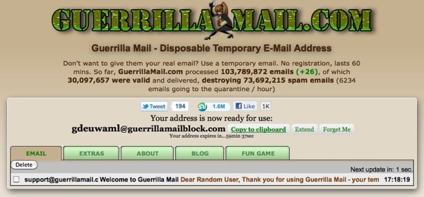 guerrillamail генератор фальшивых электронных почт