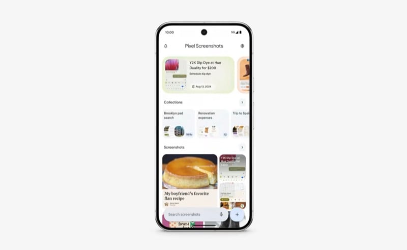 funzionalità pixel screenshots su un dispositivo pixel 9.