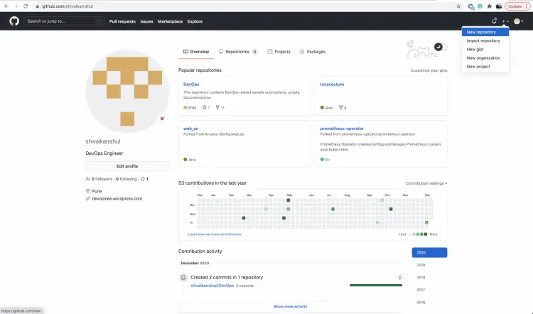 Créer un dépôt sur Github