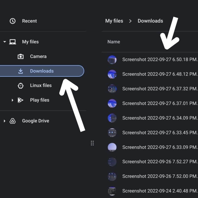 Downloads-Tab in ChromeOS