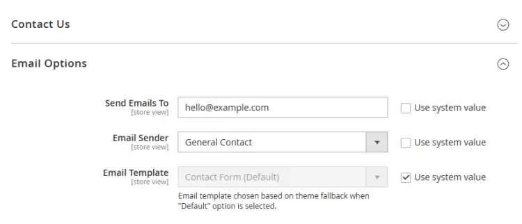 Magento Kontakt-E-Mail-Einstellungen