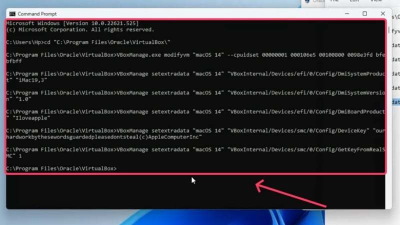 exécuter des commandes dans l'invite de commandes
