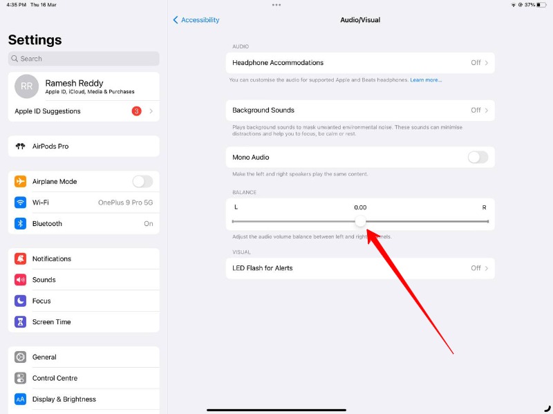 configurações de acessibilidade de som do ipad