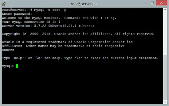 Tester la connexion root MySQL sur Ubuntu 18.04 LTS