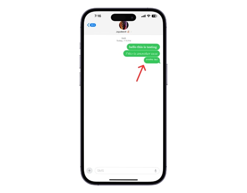 messaggi inviati con font diversi