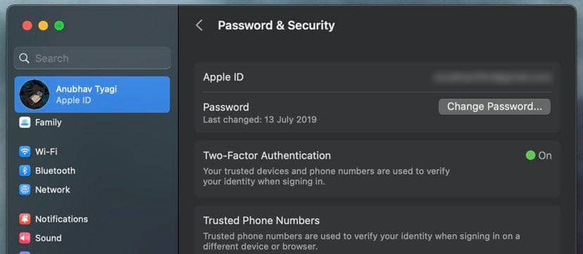 Apple ID Mac Cambia Password