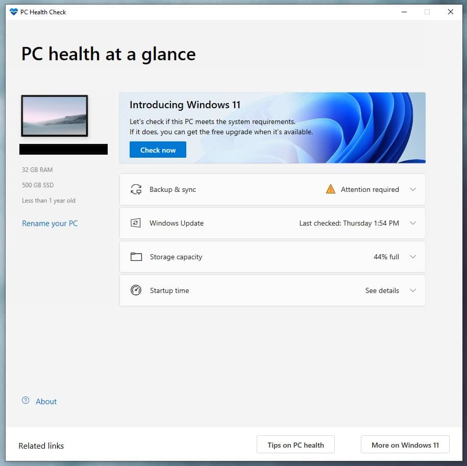 Comprobador de compatibilidad de Windows 11