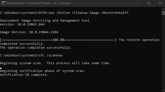 Prueba SFC en Windows 10