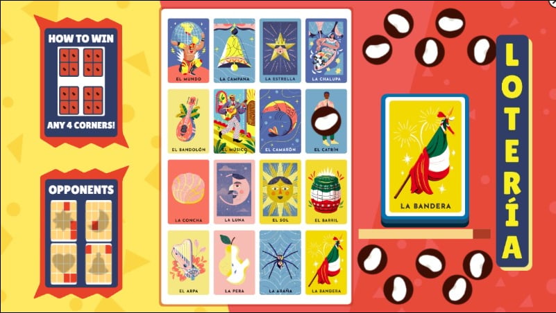 изображение популярной игры google doodle loteria
