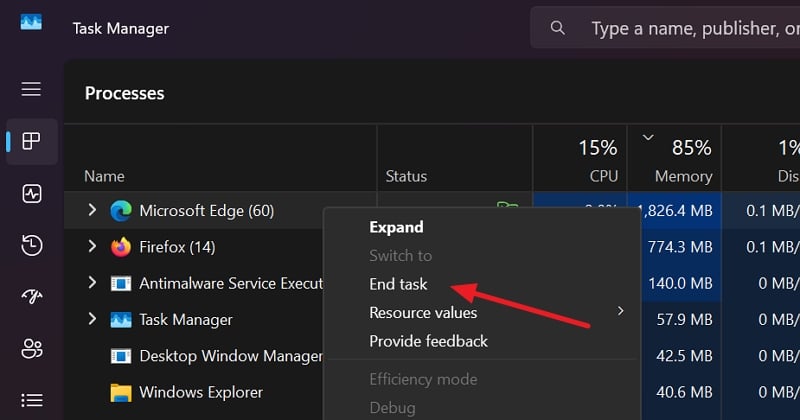 fin de microsoft edge