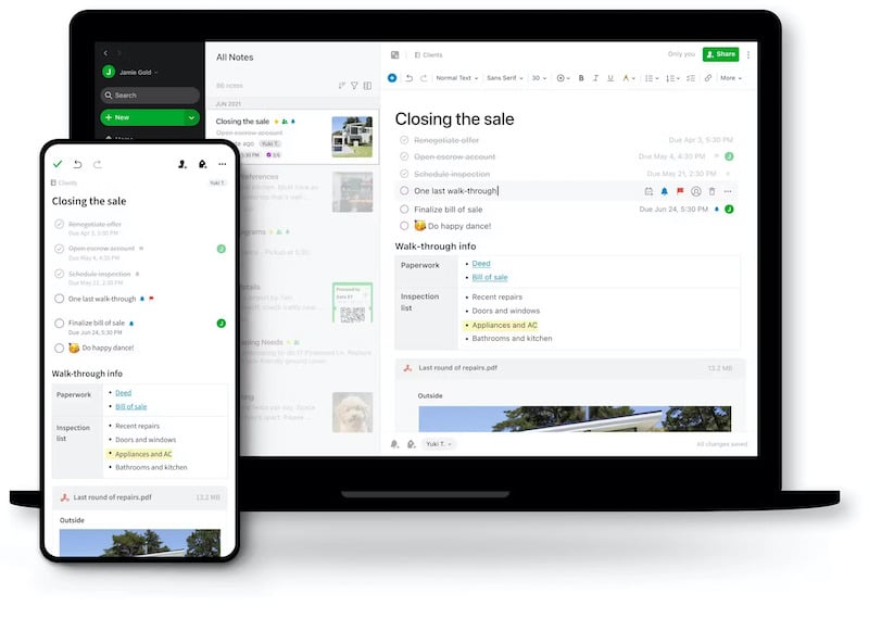 evernoteホーム画面