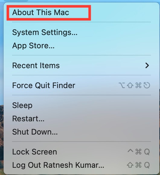 перейдите в об этом mac