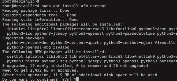 certbotとufwのインストール