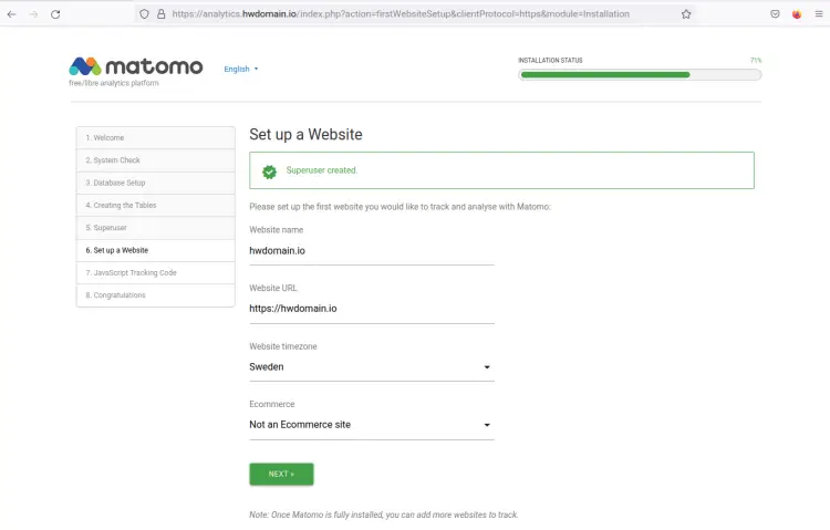 configurar primer seguimiento